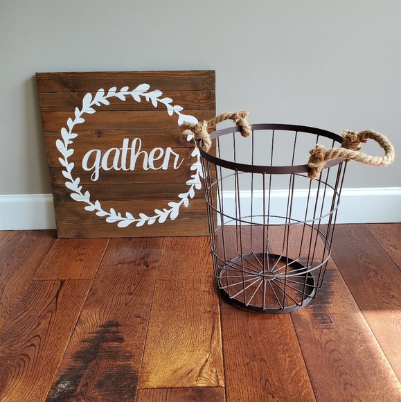 Homegoods Other - Homegoods metal basket and Gather wooden sign Homegoods Other - Homegoods metal basket and Gather wooden sign